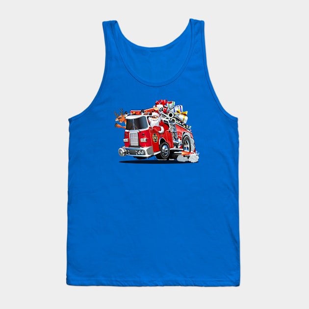 Cartoon Christmas firetruck Tank Top by Mechanik